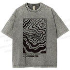 Unisex Abstract Wave Eyes Printed Washed Tee