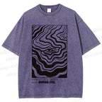 Unisex Abstract Wave Eyes Printed Washed Tee