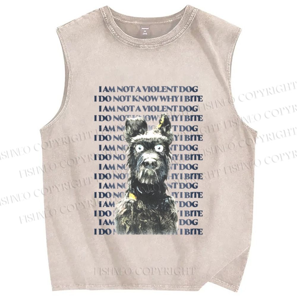 Unisex Im not a Violent Dog Printed Washed Tank Top