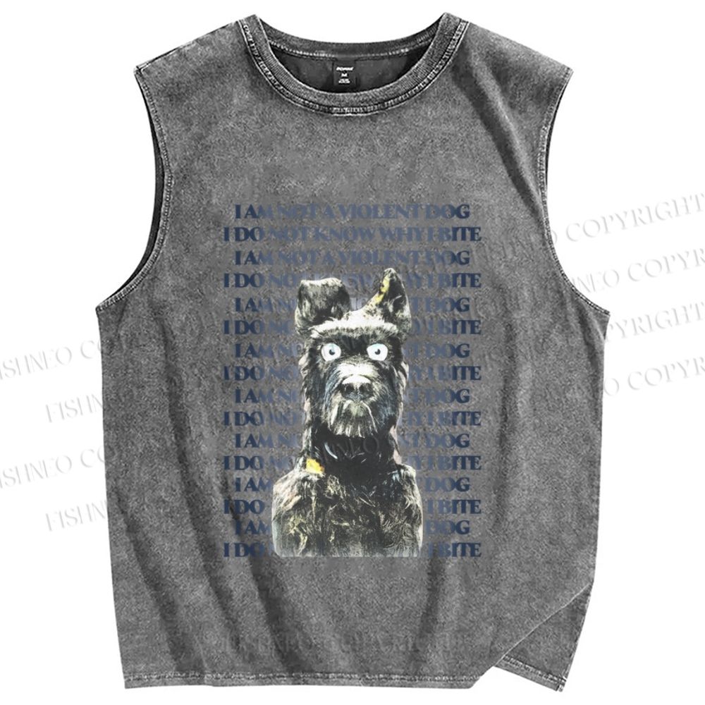 Unisex Im not a Violent Dog Printed Washed Tank Top