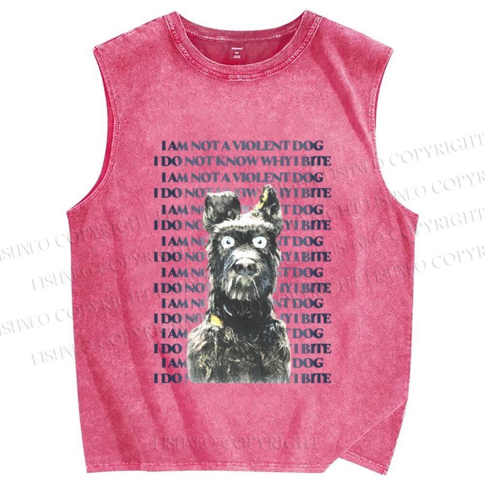 Unisex Im not a Violent Dog Printed Washed Tank Top