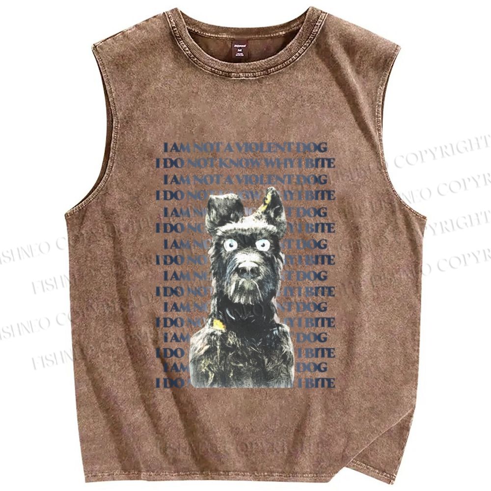 Unisex Im not a Violent Dog Printed Washed Tank Top