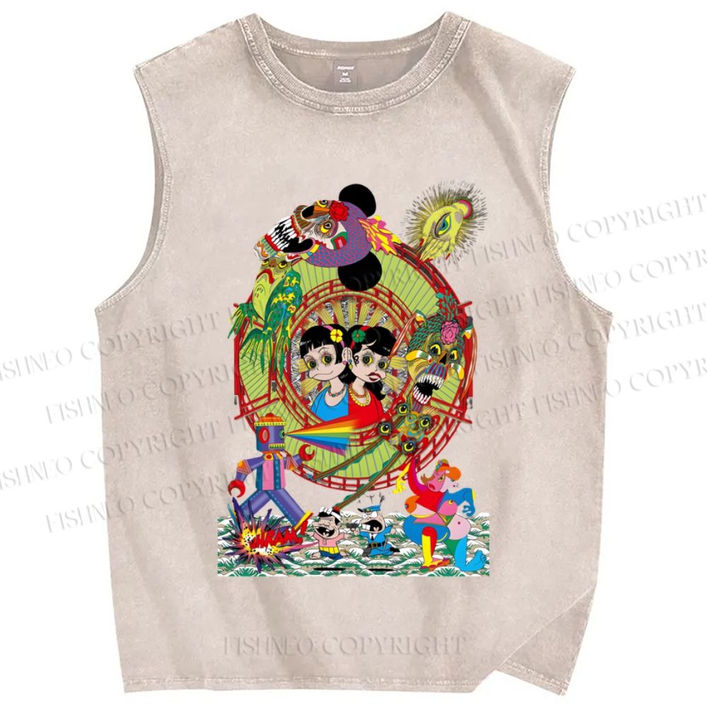 Unisex Keiichi Tanaami Art Printed Washed Tank Top