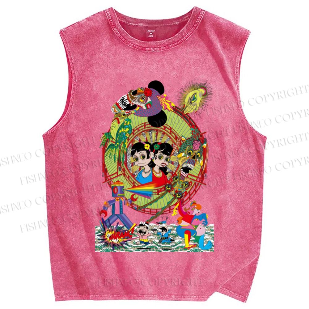 Unisex Keiichi Tanaami Art Printed Washed Tank Top