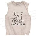Unisex meme Cat I dont Like it Printed Washed Tank Top