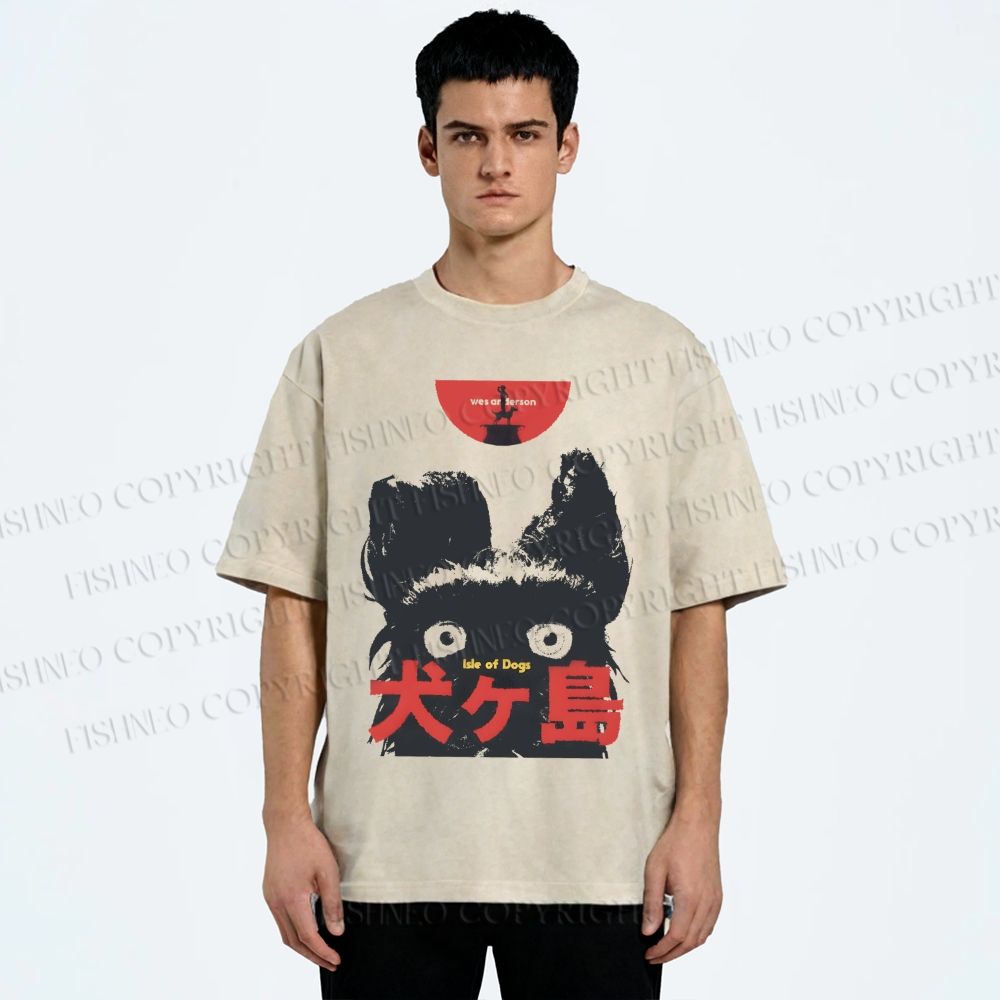 Unisex Isle of Dogs Printed Washed Tee