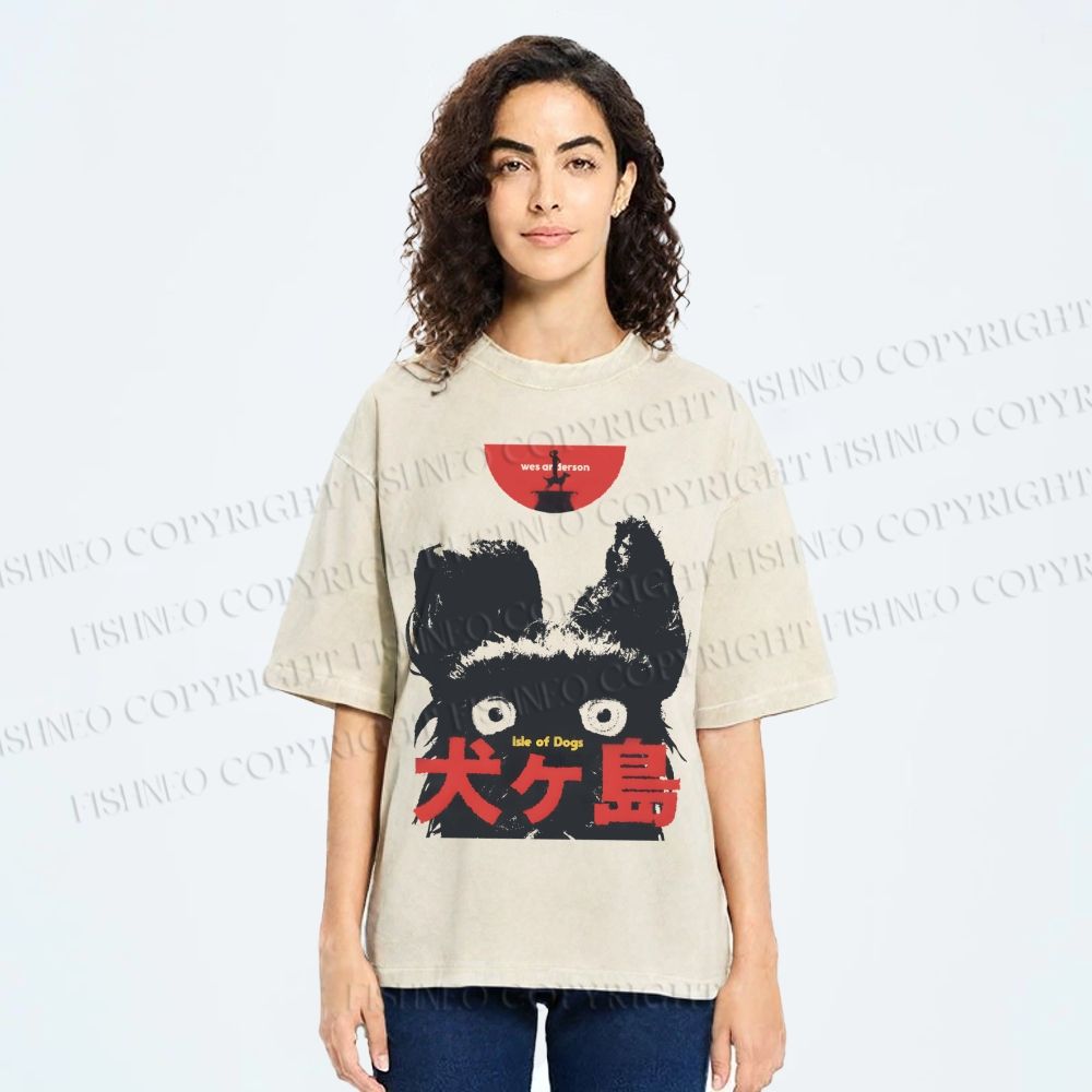 Unisex Isle of Dogs Printed Washed Tee