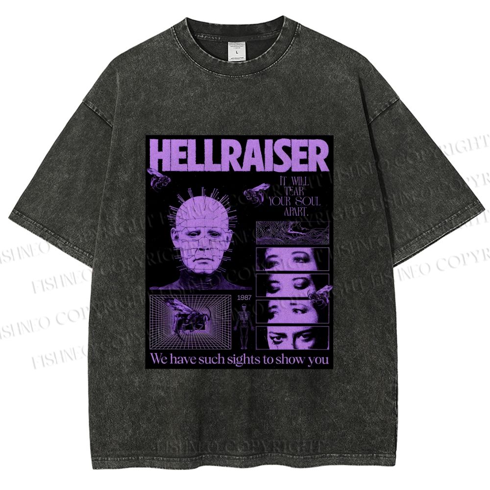 Unisex Pinhead Poster of Hellraiser Printed Washed Tee