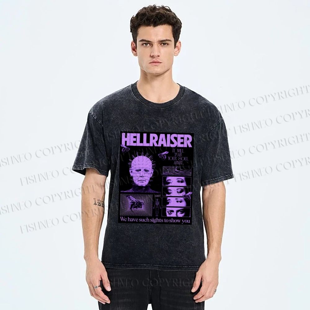 Unisex Pinhead Poster of Hellraiser Printed Washed Tee