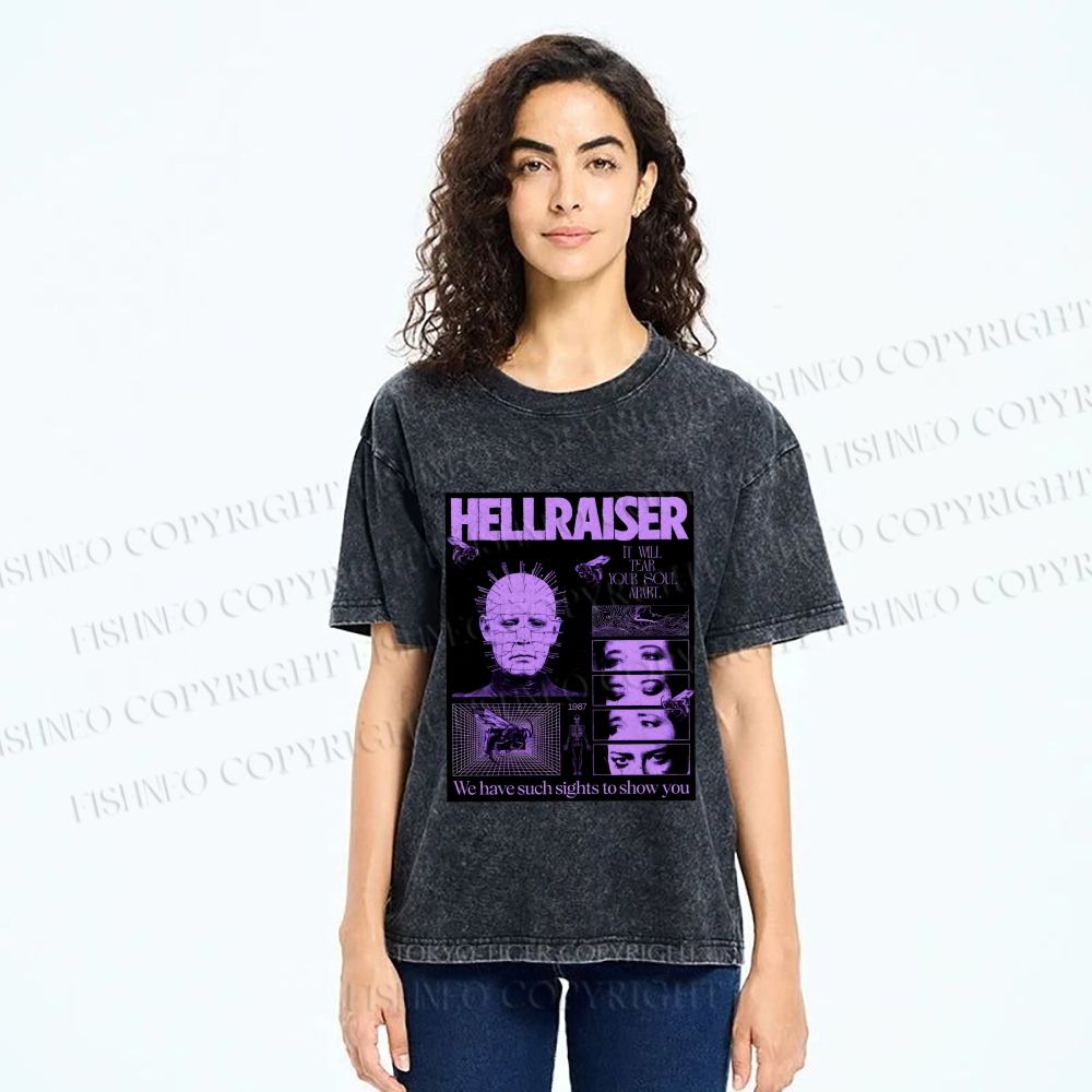Unisex Pinhead Poster of Hellraiser Printed Washed Tee