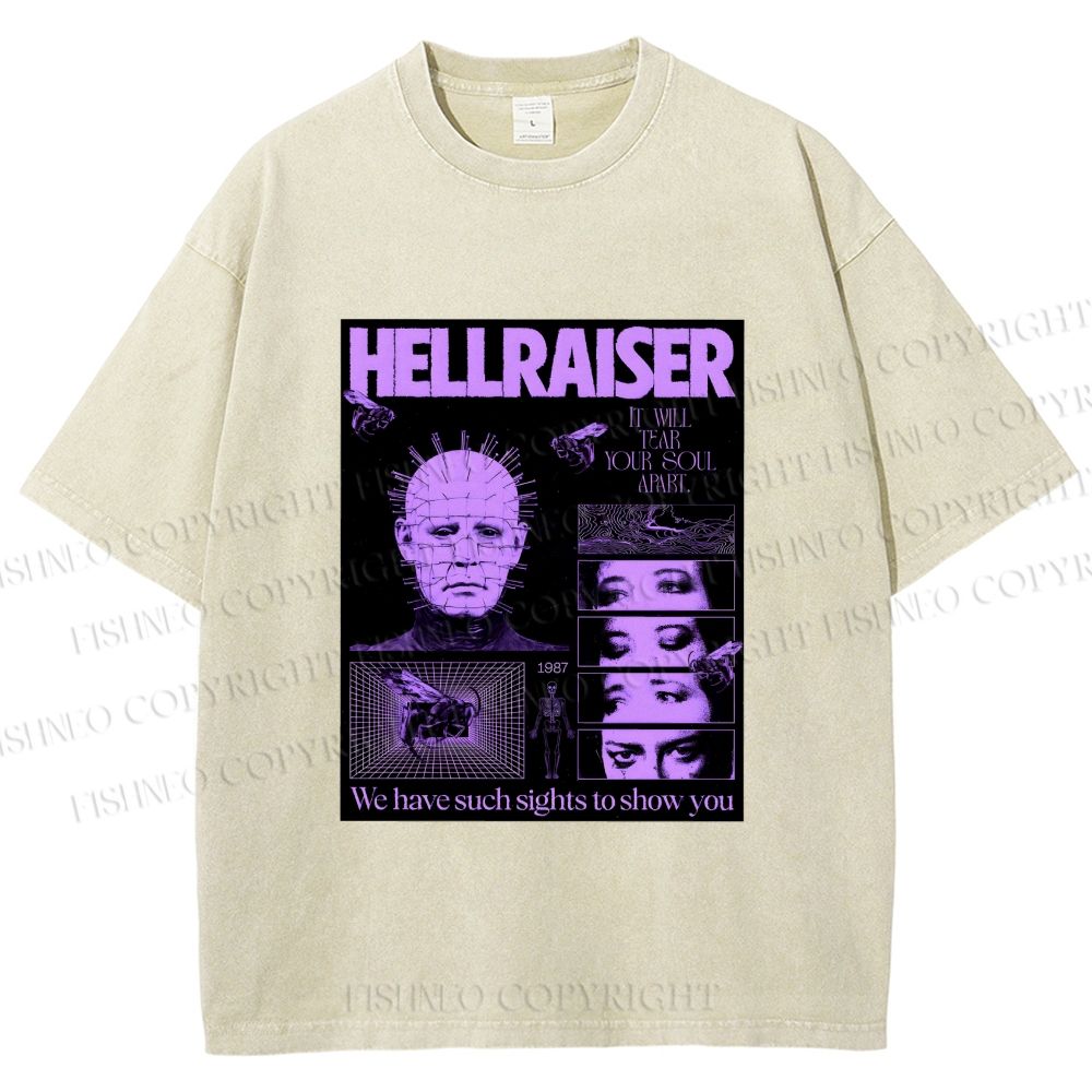 Unisex Pinhead Poster of Hellraiser Printed Washed Tee