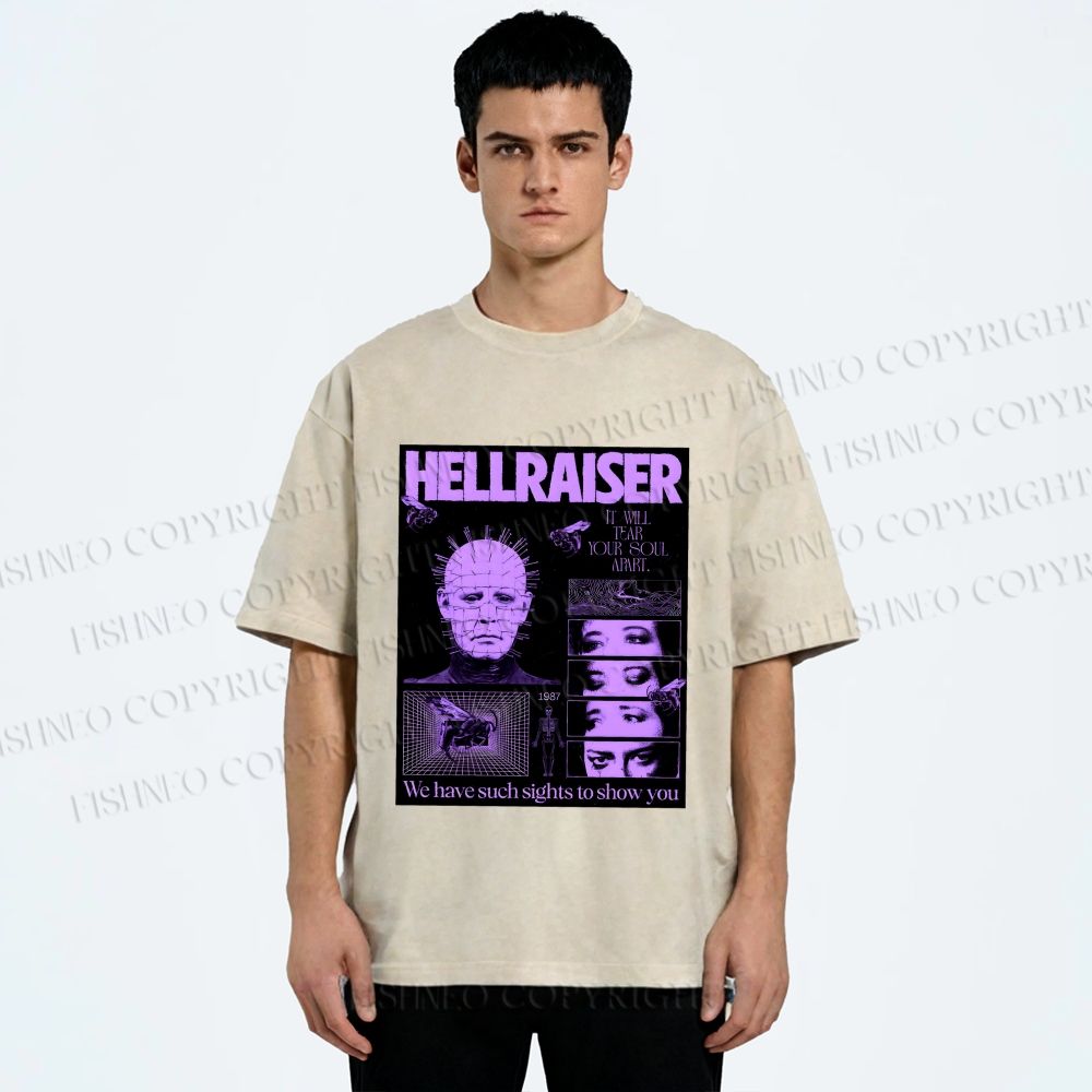 Unisex Pinhead Poster of Hellraiser Printed Washed Tee