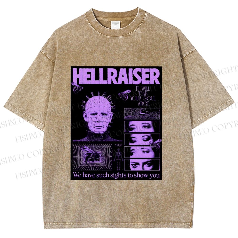 Unisex Pinhead Poster of Hellraiser Printed Washed Tee