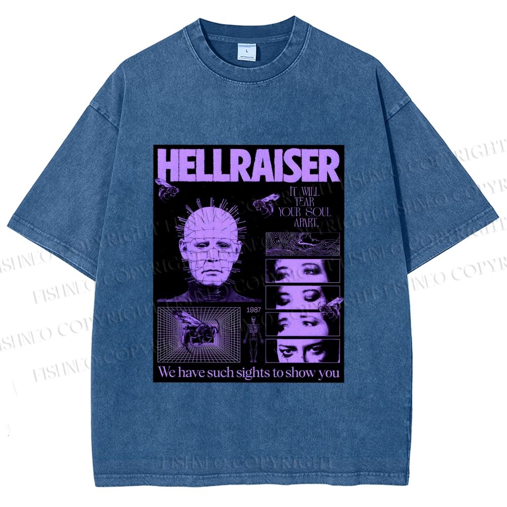 Unisex Pinhead Poster of Hellraiser Printed Washed Tee