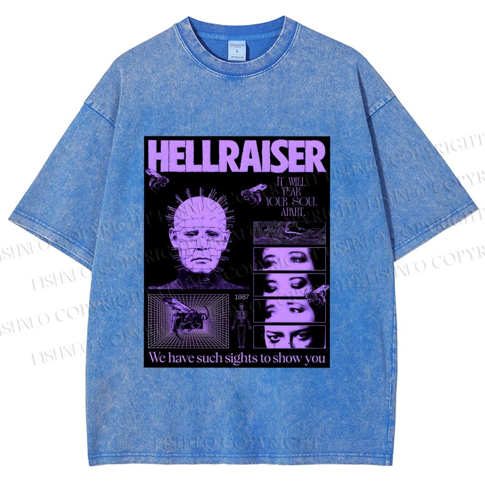 Unisex Pinhead Poster of Hellraiser Printed Washed Tee
