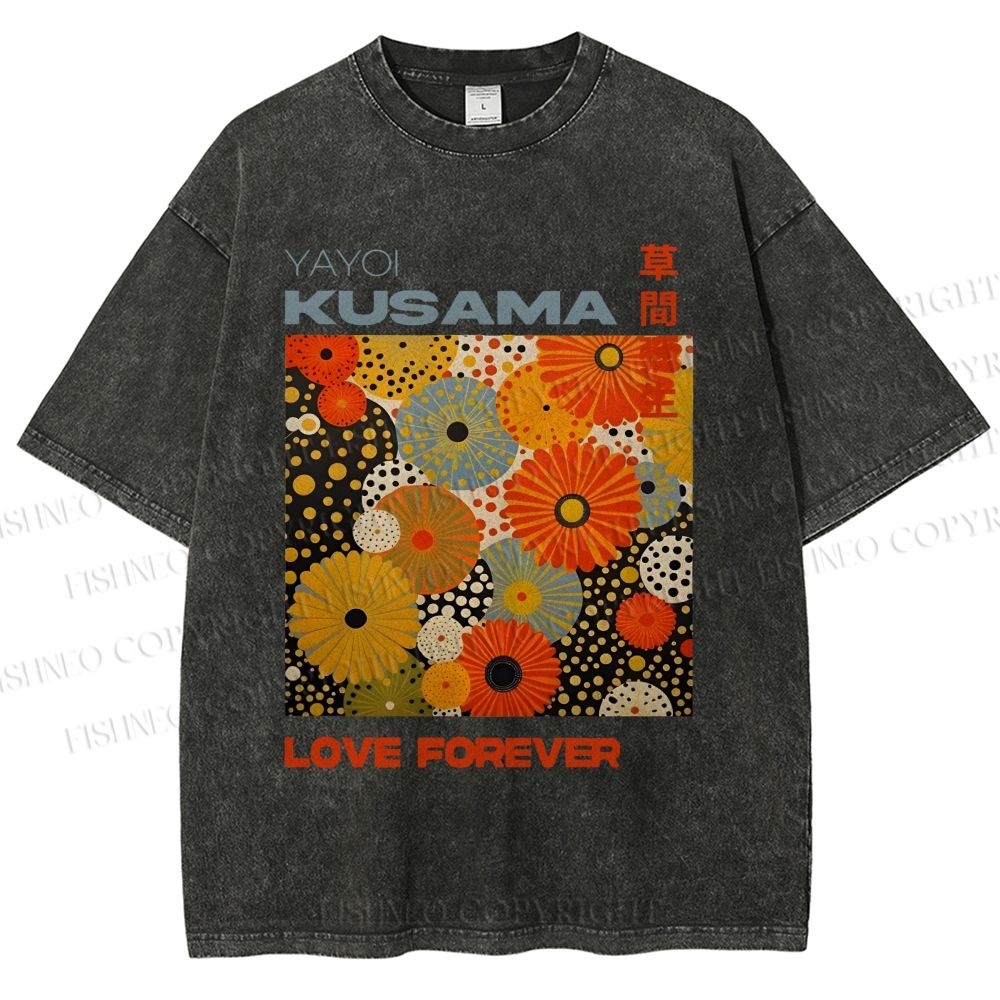 Unisex Yayoi Kusama Daisy With Dots Printed Washed Tee