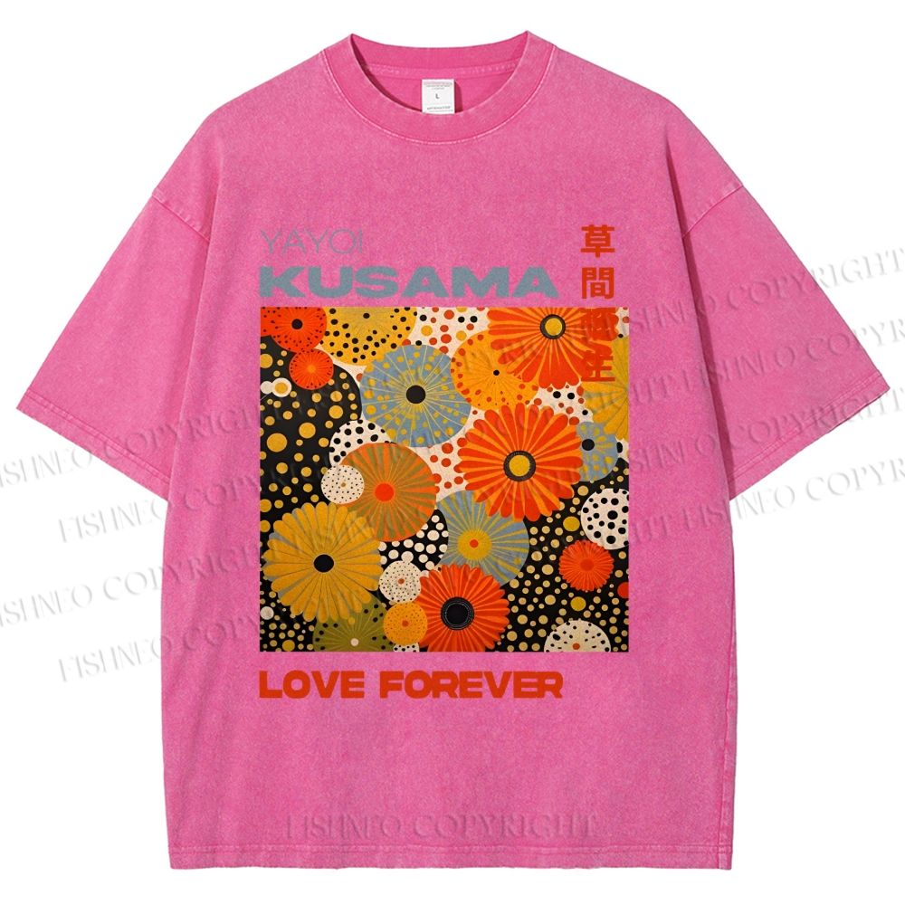 Unisex Yayoi Kusama Daisy With Dots Printed Washed Tee