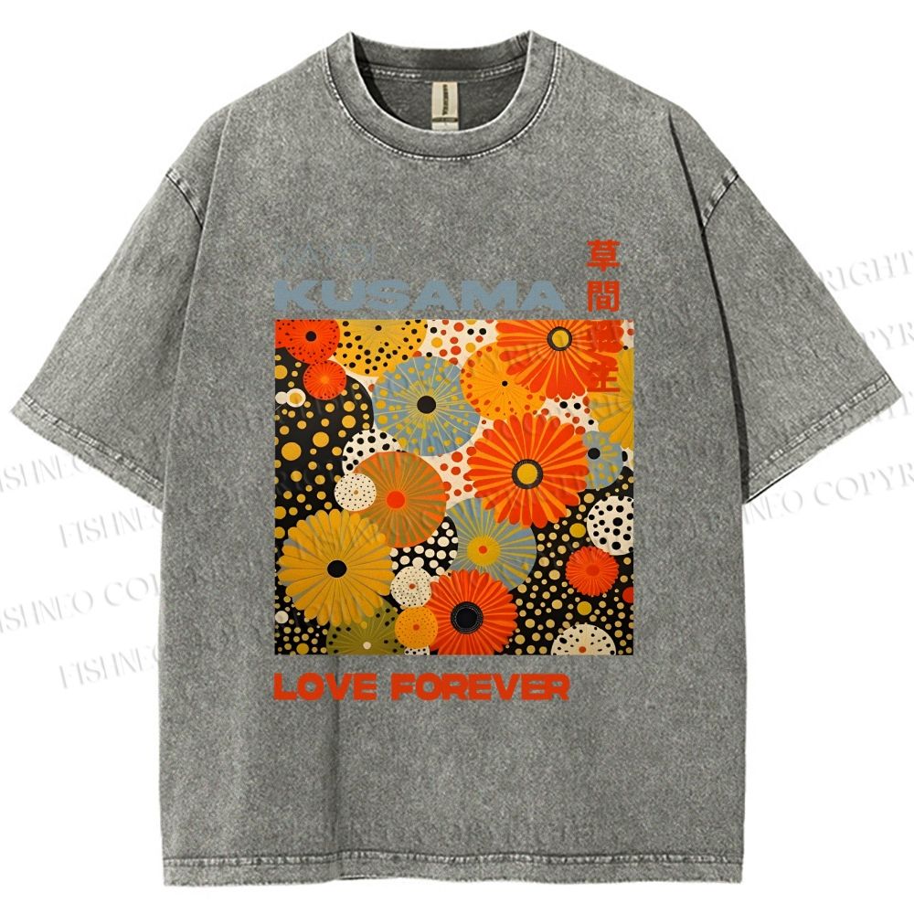 Unisex Yayoi Kusama Daisy With Dots Printed Washed Tee