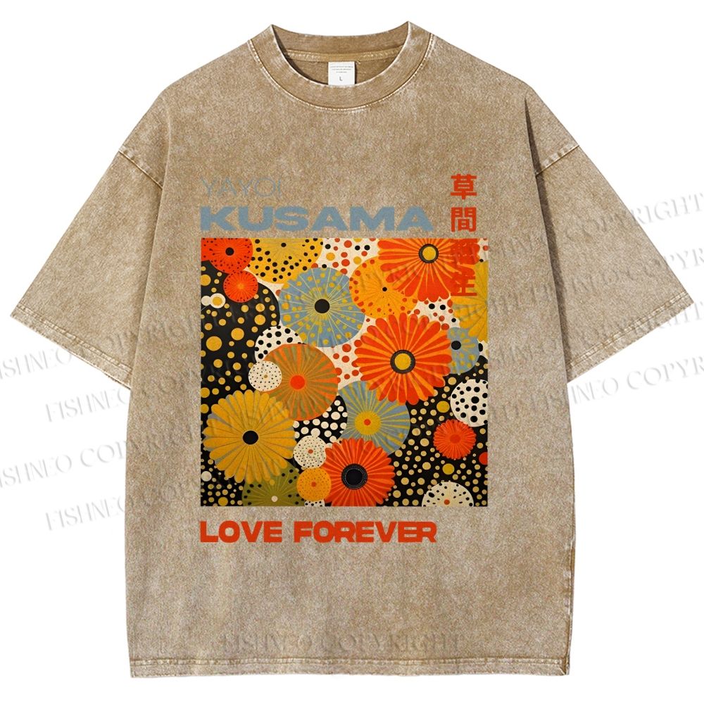 Unisex Yayoi Kusama Daisy With Dots Printed Washed Tee
