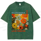 Unisex Yayoi Kusama Daisy With Dots Printed Washed Tee