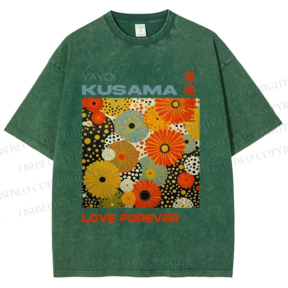 Unisex Yayoi Kusama Daisy With Dots Printed Washed Tee