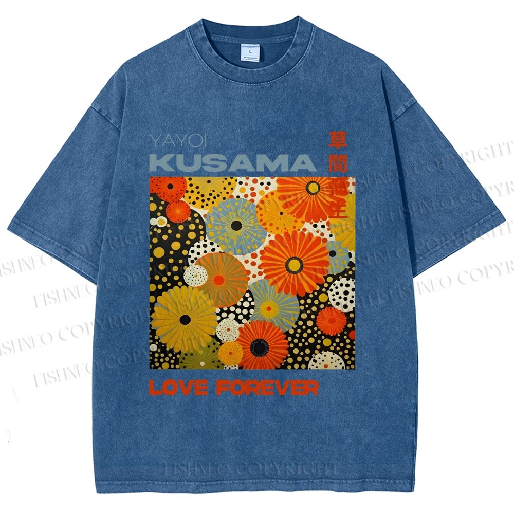 Unisex Yayoi Kusama Daisy With Dots Printed Washed Tee