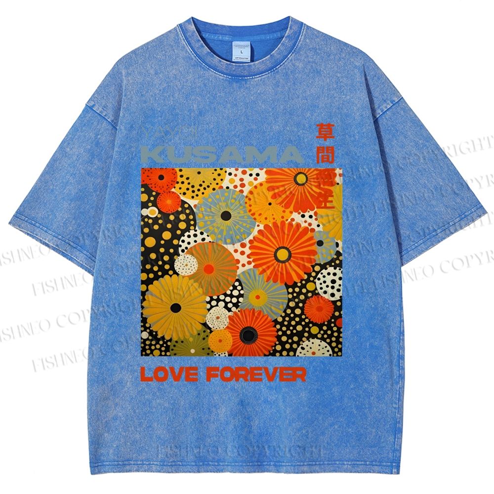Unisex Yayoi Kusama Daisy With Dots Printed Washed Tee