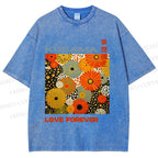 Unisex Yayoi Kusama Daisy With Dots Printed Washed Tee