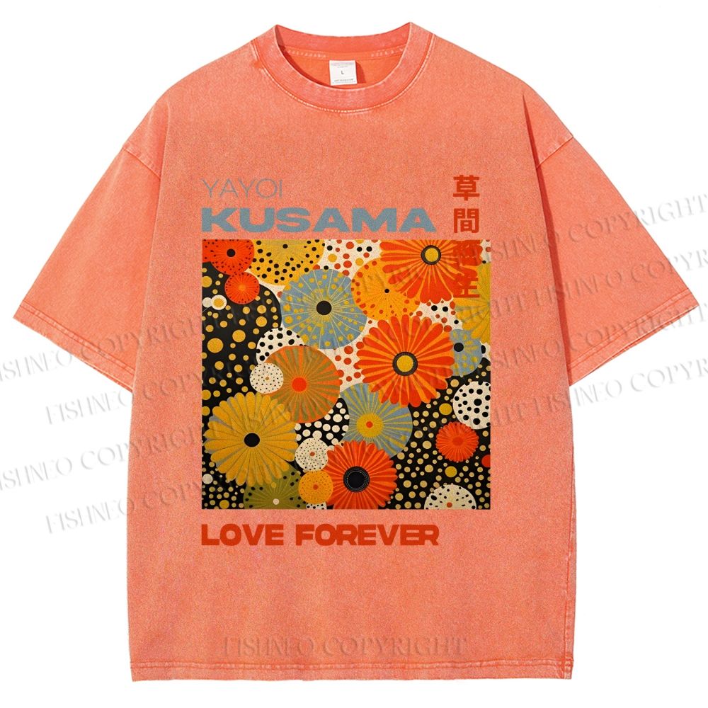 Unisex Yayoi Kusama Daisy With Dots Printed Washed Tee