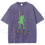 Unisex Malley Frogs Printed Washed Tee