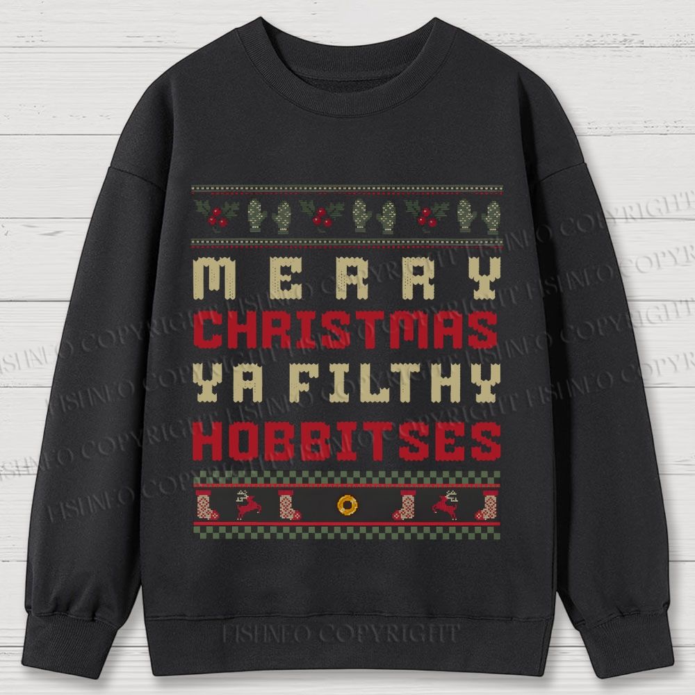 Hobbitses having Christmas Cotton Sweatshirts