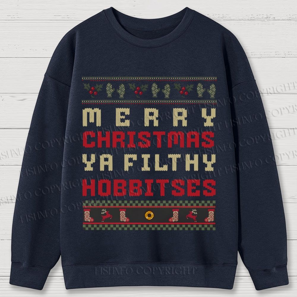 Hobbitses having Christmas Cotton Sweatshirts