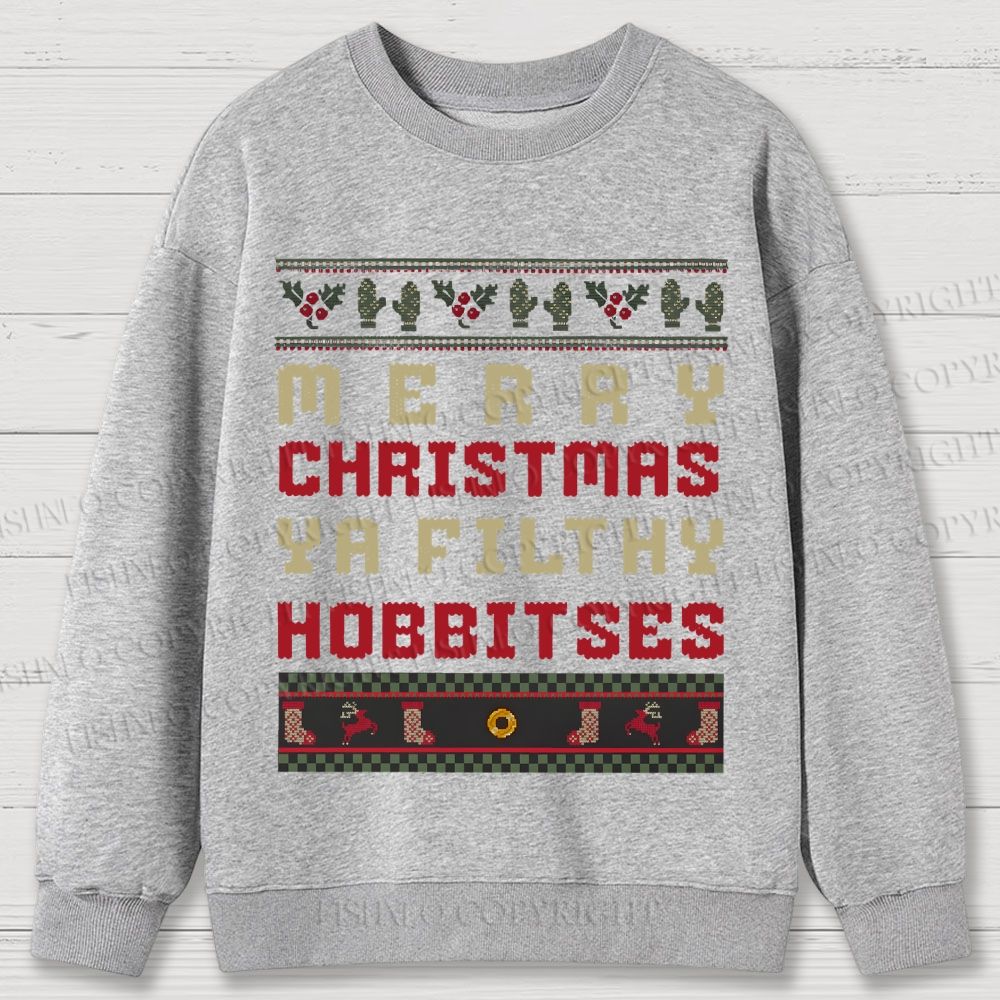 Hobbitses having Christmas Cotton Sweatshirts