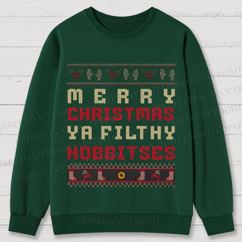 Hobbitses having Christmas Cotton Sweatshirts