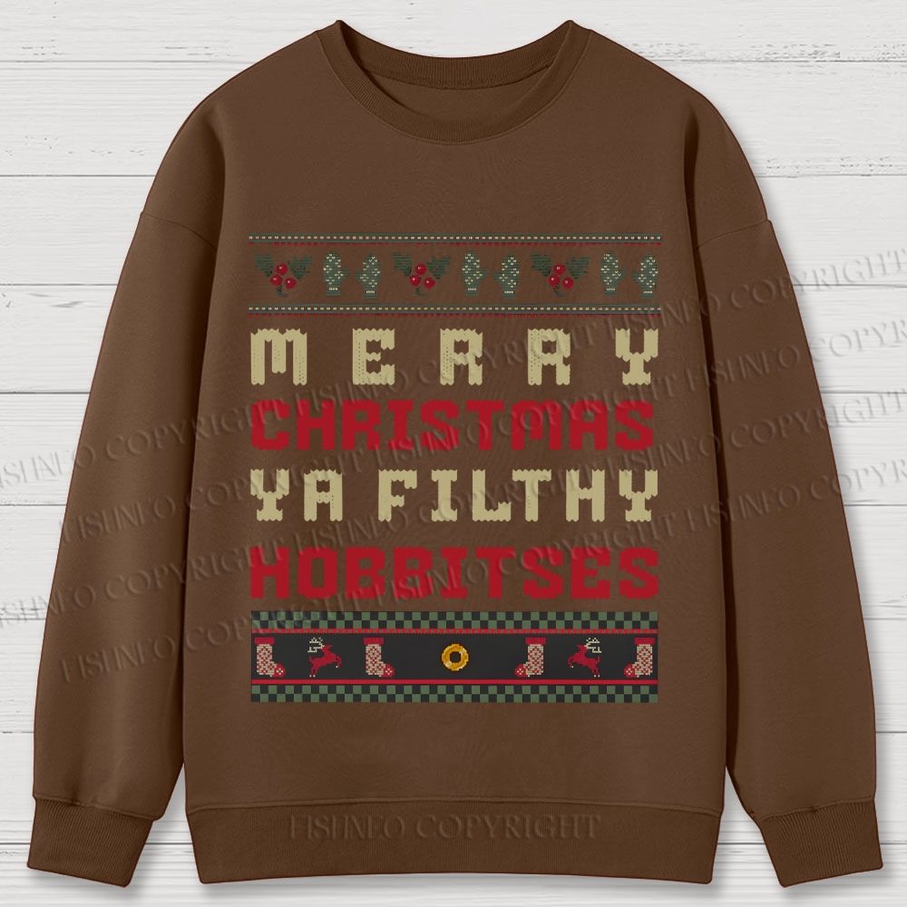Hobbitses having Christmas Cotton Sweatshirts