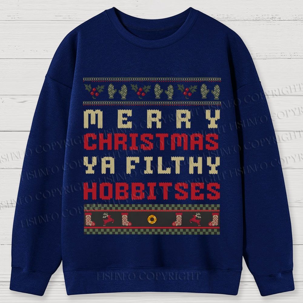 Hobbitses having Christmas Cotton Sweatshirts