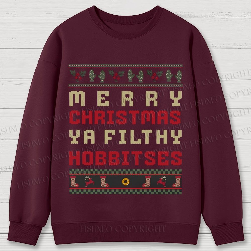 Hobbitses having Christmas Cotton Sweatshirts