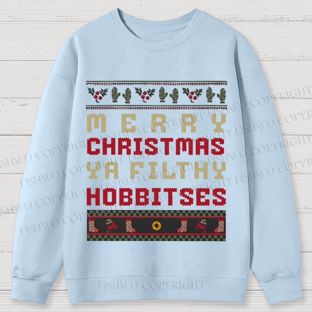 Hobbitses having Christmas Cotton Sweatshirts