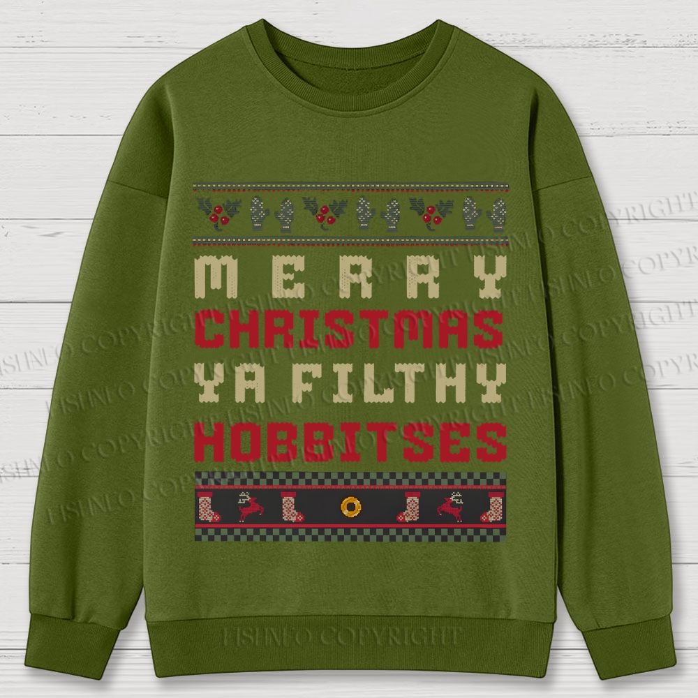 Hobbitses having Christmas Cotton Sweatshirts