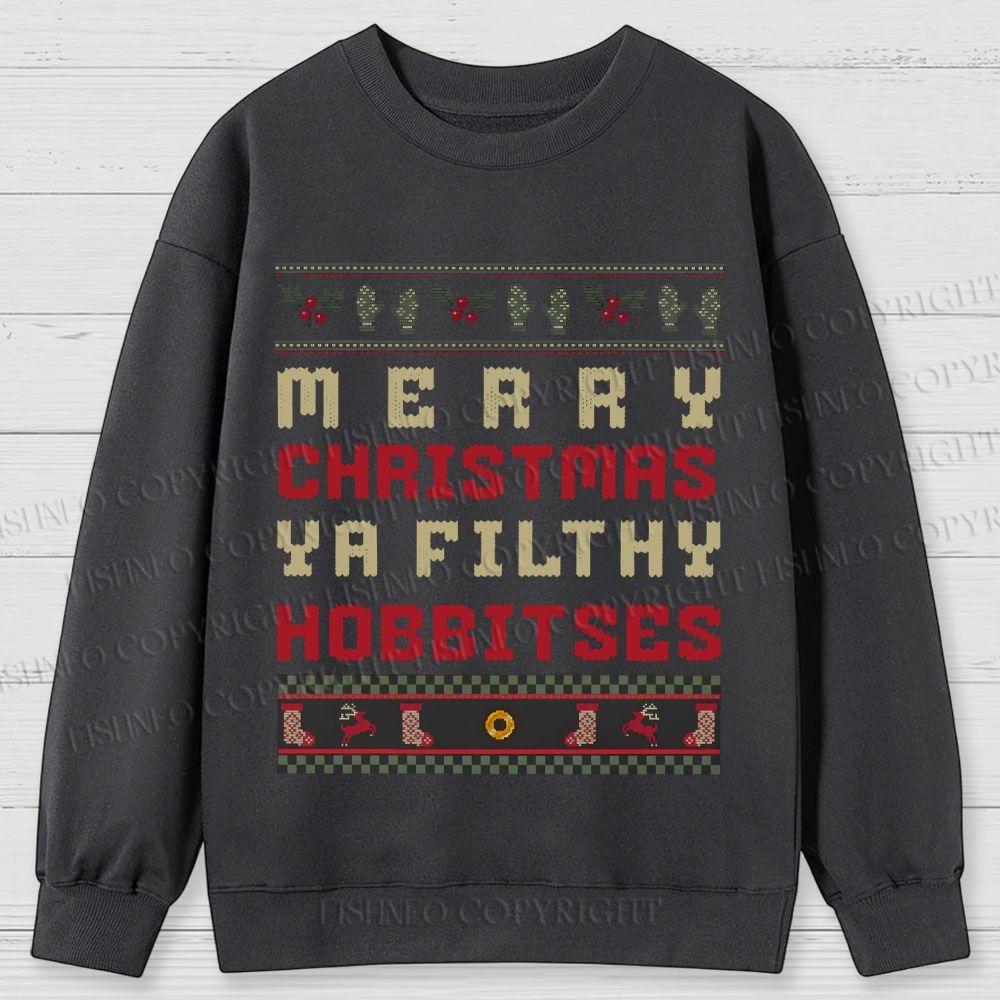 Hobbitses having Christmas Cotton Sweatshirts