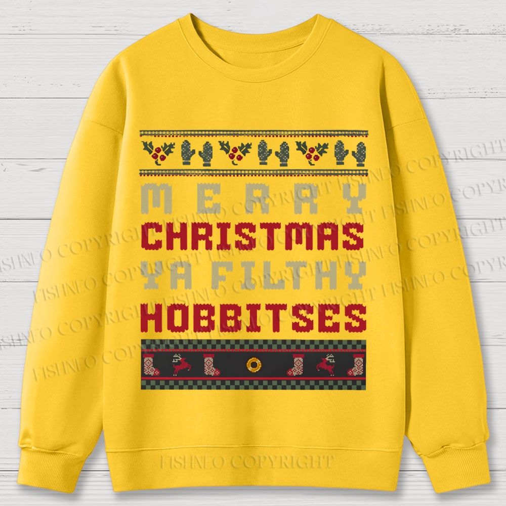 Hobbitses having Christmas Cotton Sweatshirts