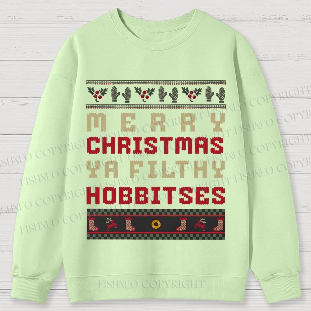 Hobbitses having Christmas Cotton Sweatshirts