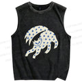 Unisex Star Cats Printed Washed Tank Top
