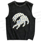 Unisex Star Cats Printed Washed Tank Top