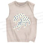Unisex Star Cats Printed Washed Tank Top