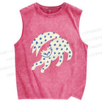 Unisex Star Cats Printed Washed Tank Top