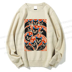Unisex Vintage Cartoon Cats Printed Sweatshirt