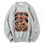 Unisex Vintage Cartoon Cats Printed Sweatshirt