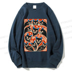 Unisex Vintage Cartoon Cats Printed Sweatshirt