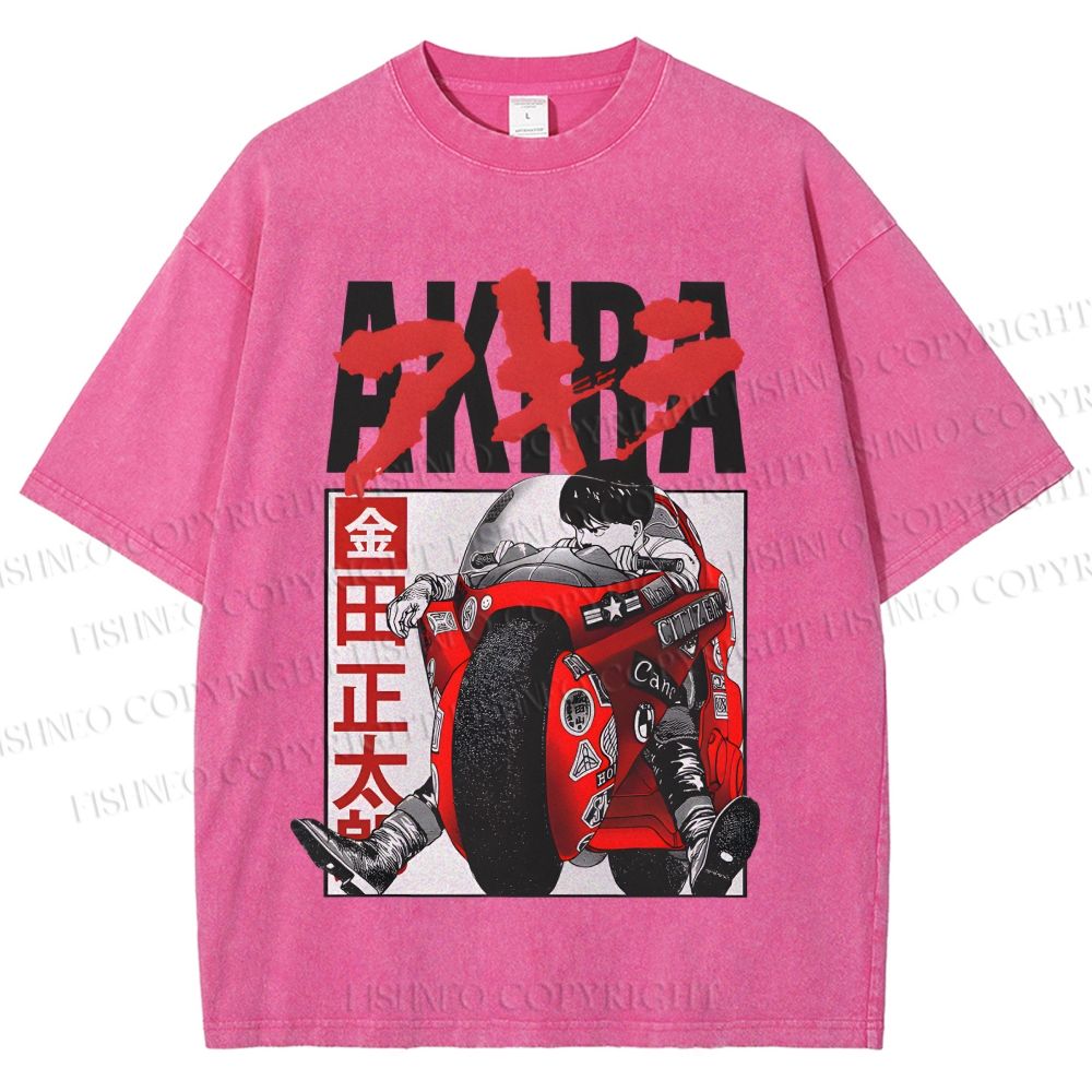 Unisex Akira Japanese Anime Printed Washed Tee